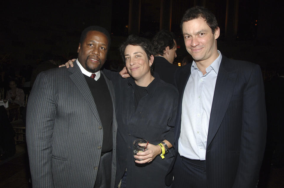 NEW YORK - JANUARY 4: (L-R) Wendell Pierce, president HBO entertainment Carolyn Strauss and Dominic West attend the HBO after party for the premiere of 