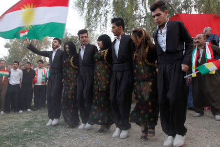 People celebrate to show their support for the upcoming September 25th independence referendum in Kirkuk, Iraq September 11, 2017. REUTERS/Ako Rasheed