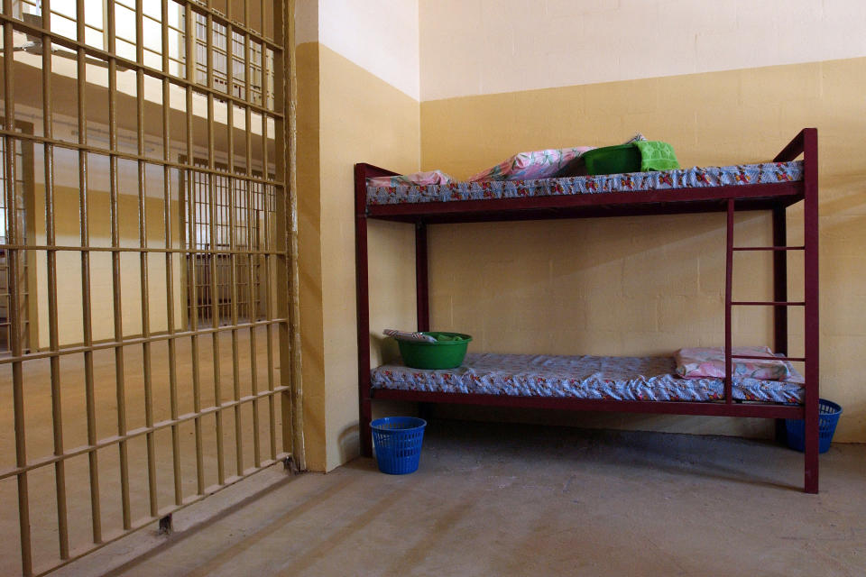 A bunk bed in a prison cell