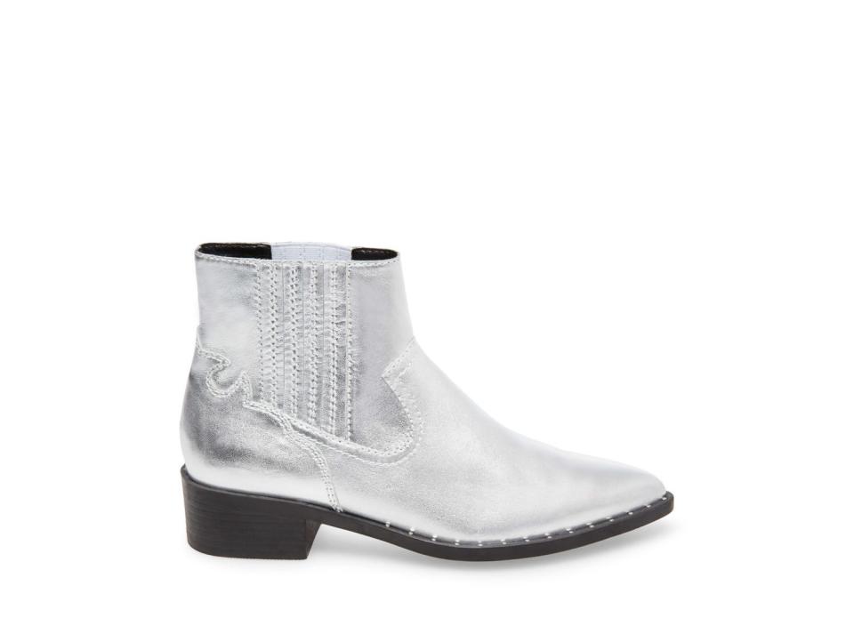 Steve Madden Juke Box Silver Leather Flat Boot