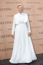 <p>Tilda Swinton showed up to the Valentino runway presentation dressed ready to Darth Vader. Her long-sleeved white dress was giving off Queen Amidala vibes.</p>