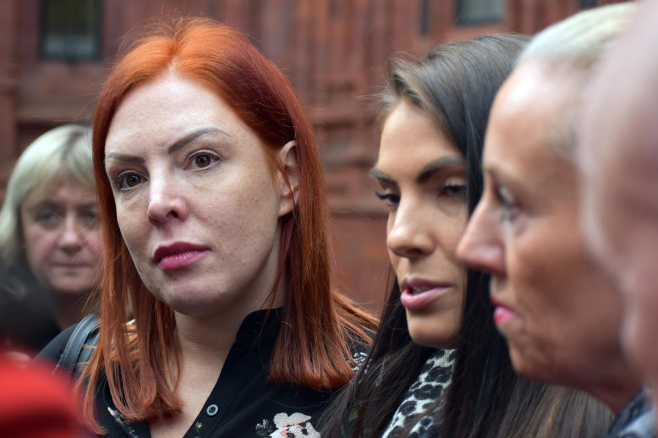 Dog owners (left to right) Rebecca Parsons, April Lock and Liz Egan, speaking outside Birmingham Magistrates' Court after the woman who lost their dogs, Louise Lawford, was banned from keeping the animals for five years.