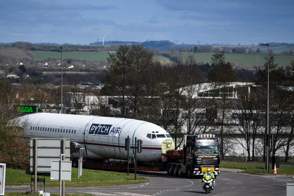 The fuselage was driven along South Gloucestershire en route to its new life as an office. (SWNS)