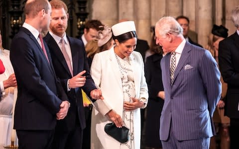 Prince Charles and Meghan get on famously at this year's Commonwealth Day service - Credit: Pool