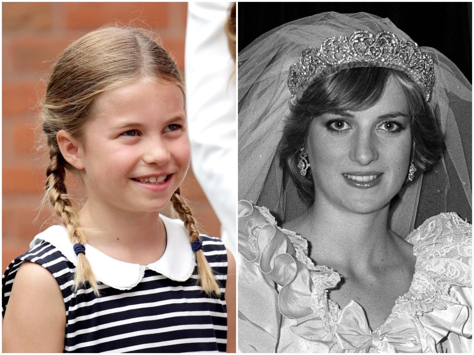 Side by side of Princess Charlotte and Princess Diana