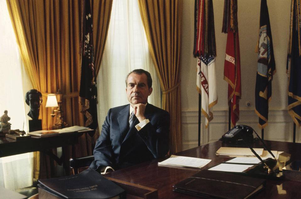 Richard Nixon In United States In The 1970S - (Don Carl STEFFEN / Gamma-Rapho via Getty Images)