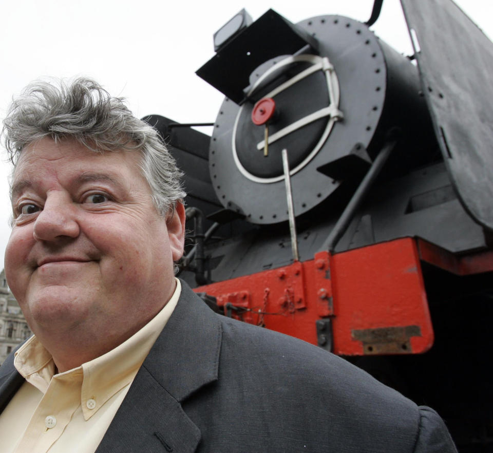 Hollywood star Robbie Coltrane during the return of a historic Scottish steam engine to the city of Glasgow after 60 years in South Africa, the ceremony held in George Square is Glasgow Museums' largest ever acquisition.