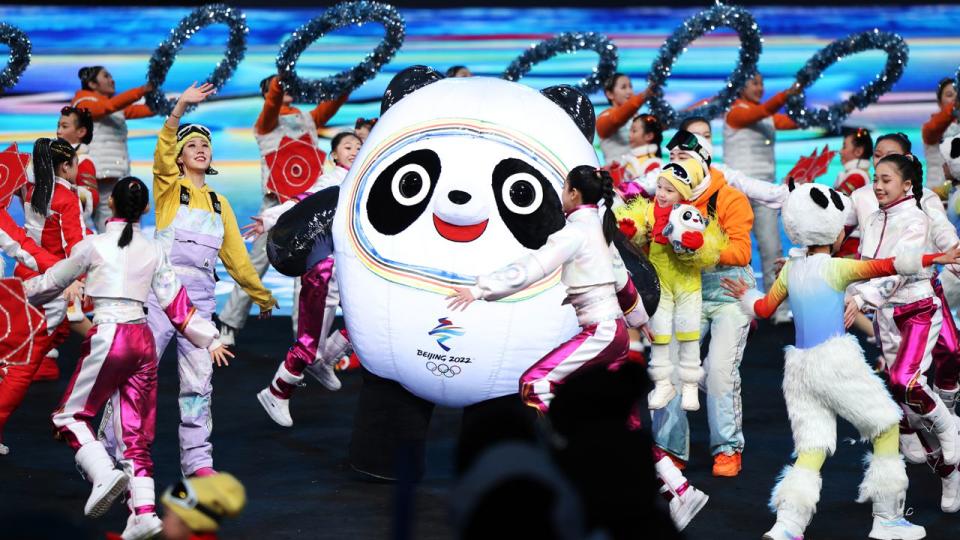 Beijing 2022 Winter Olympic mascot Bing Dwen Dwen is seen during the Opening Ceremony of the Beijing 2022 Winter Olympics at the Beijing National Stadium on February 4, 2022, in Beijing, China.