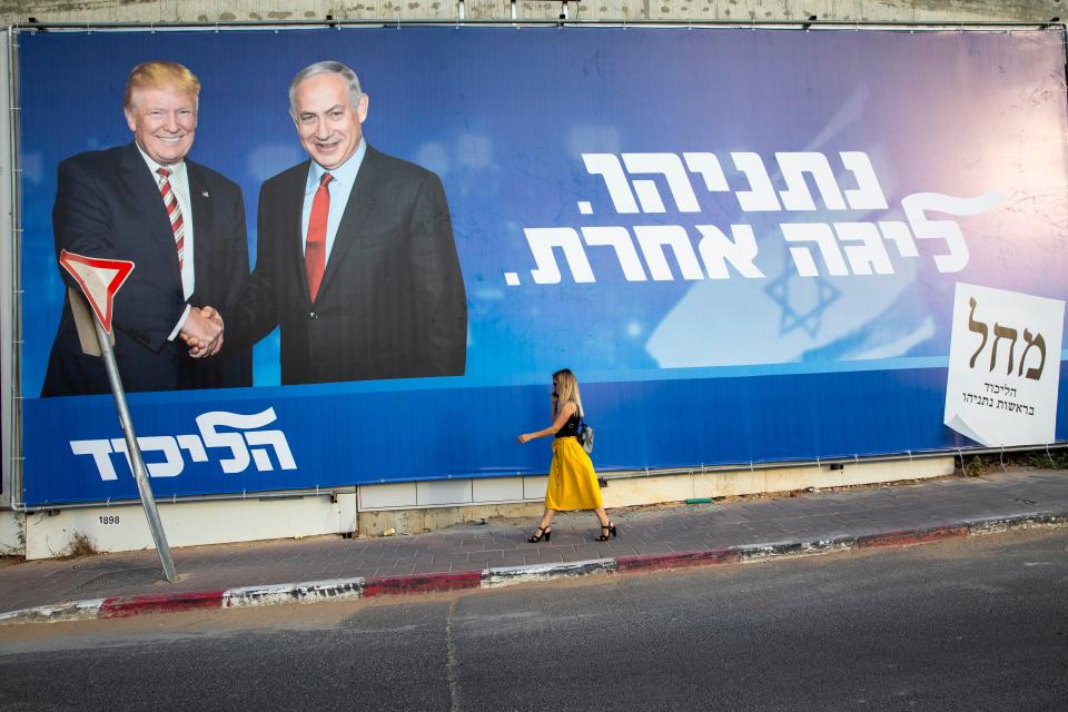 Election billboard for Israeli Prime Minister Benjamin Netanyahu in Tel Aviv on Sept. 15, 2019.