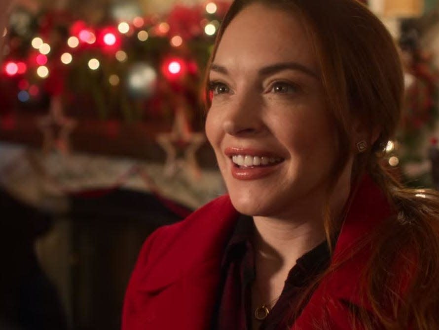 sierra looking lovingly at jake in falling for christmas