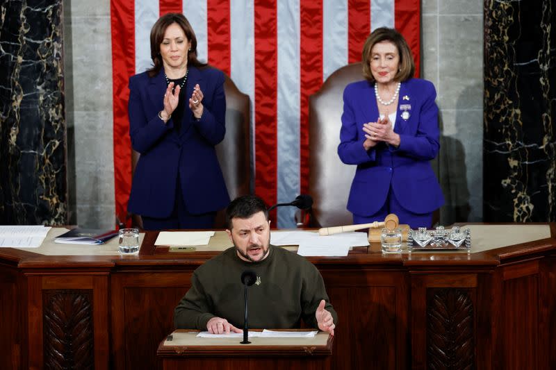 Ukraine's President Volodymyr Zelenskiy addresses a joint meeting of U.S. Congress at the U.S. Capitol in Washington