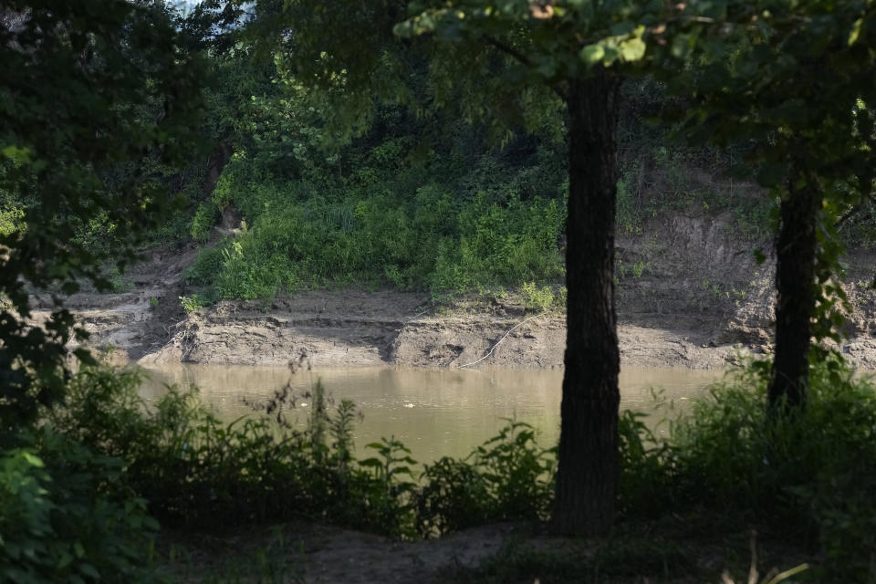 Graball Landing, the spot where Emmett Till's body was pulled from the Tallahatchie River just outside of Glendora, Miss., is photographed Monday, July 24, 2023. President Joe Biden is expected to create a national monument honoring Till, the Black teenager from Chicago who was abducted, tortured and killed in 1955 in Mississippi, and his mother Mamie Till-Mobley. Altogether, the Till national monument will include 5.7 acres of land and two historic buildings. The Mississippi sites are Graball Landing and the Tallahatchie County Second District Courthouse, where Emmett’s killers were tried. (AP Photo/Rogelio V. Solis)