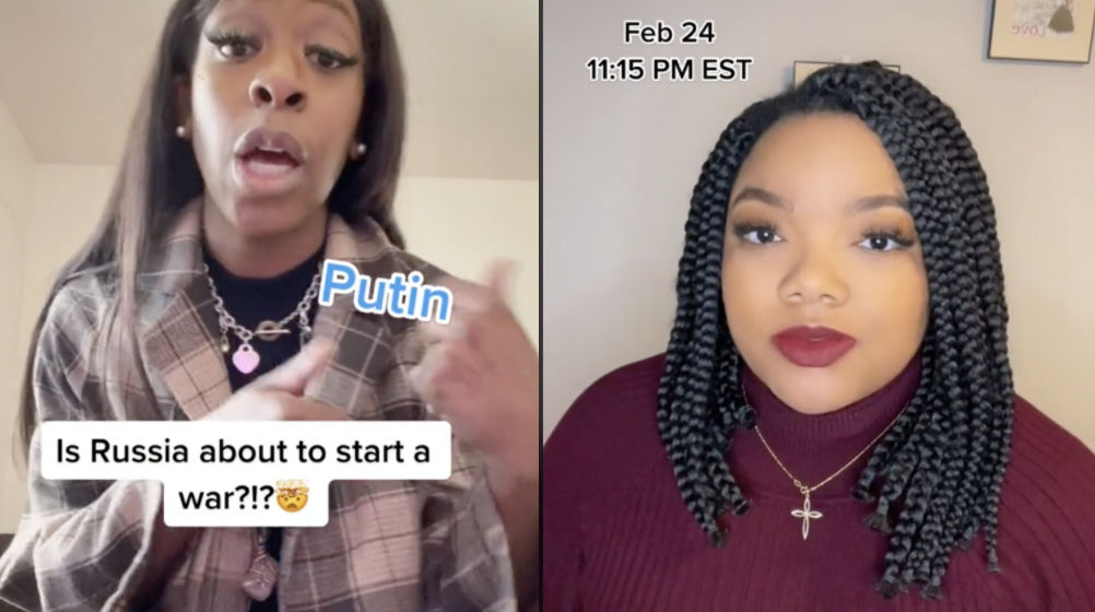 A.B. Burns-Tucker and Myca Hinton are two creators using their platforms to cover news of the Russia-Ukraine conflict. (Photo: TikTok)