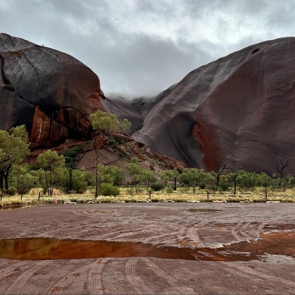 A rare stream in the desert after the rain stopped.