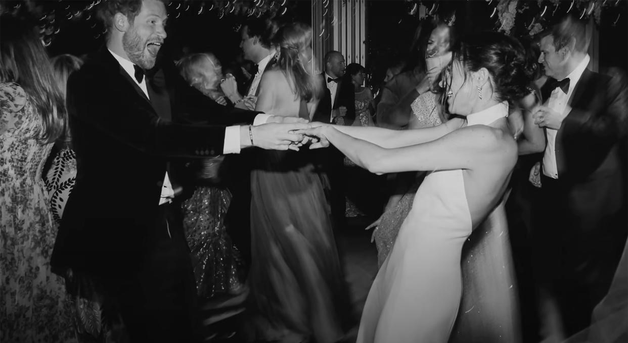 Prince Harry and Meghan Markle dancing at their wedding reception. (Netflix)