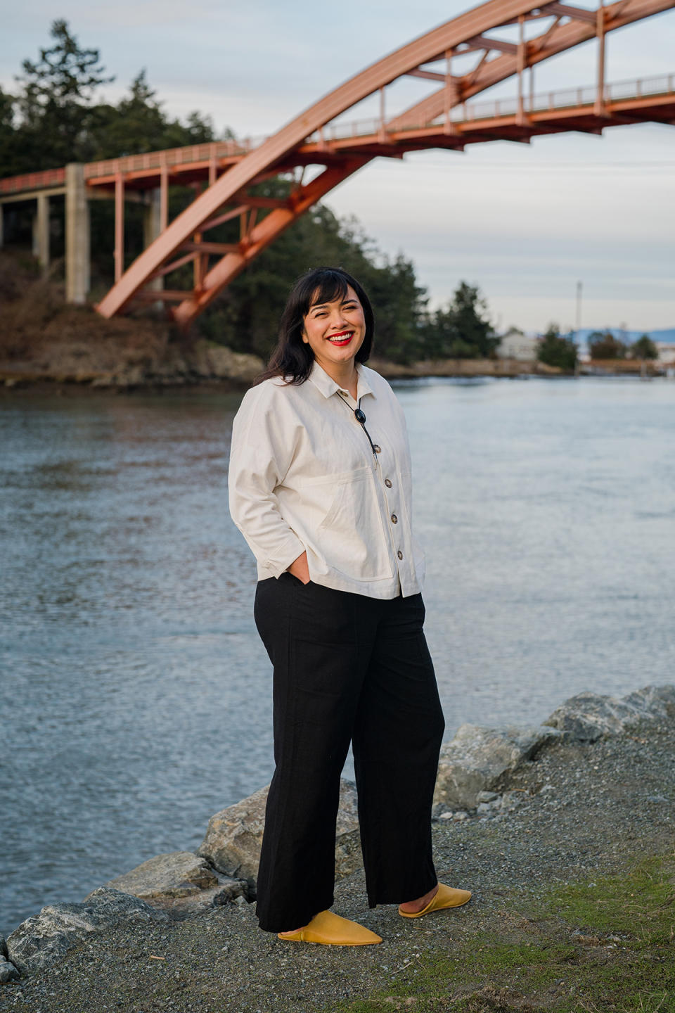 Katherine Paul, also known as “KP” or Black Belt Eagle Scout, poses for a portrait on Saturday, Jan. 14, 2023, in La Conner, Wash. (Photo by Jovelle Tamayo Rolling Stone)