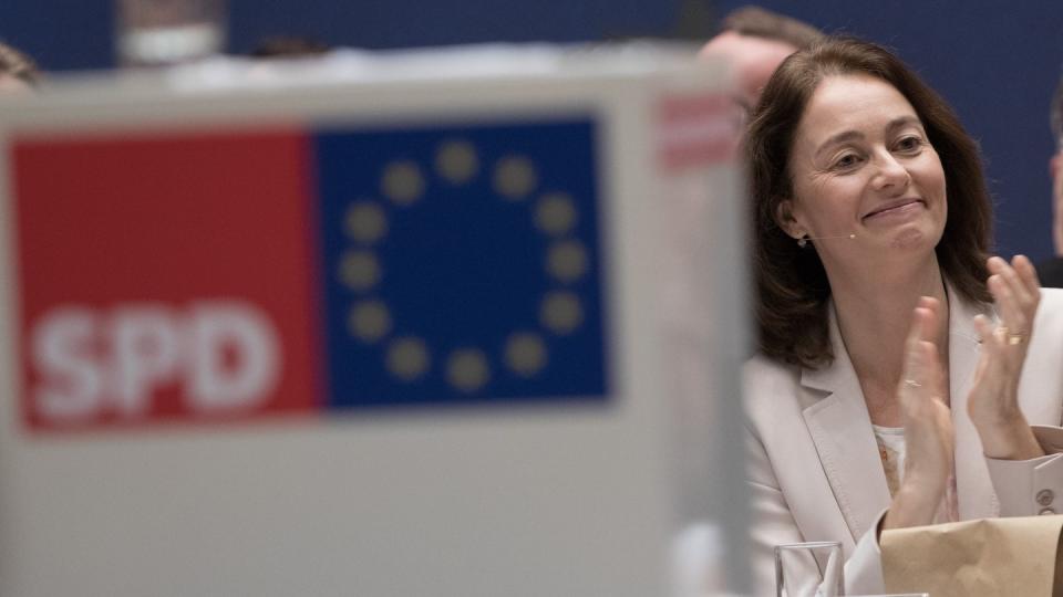 Katarina Barley bei der Delegiertenkonferenz ihrer Partei im Willy-Brandt-Haus. Foto: Jörg Carstensen