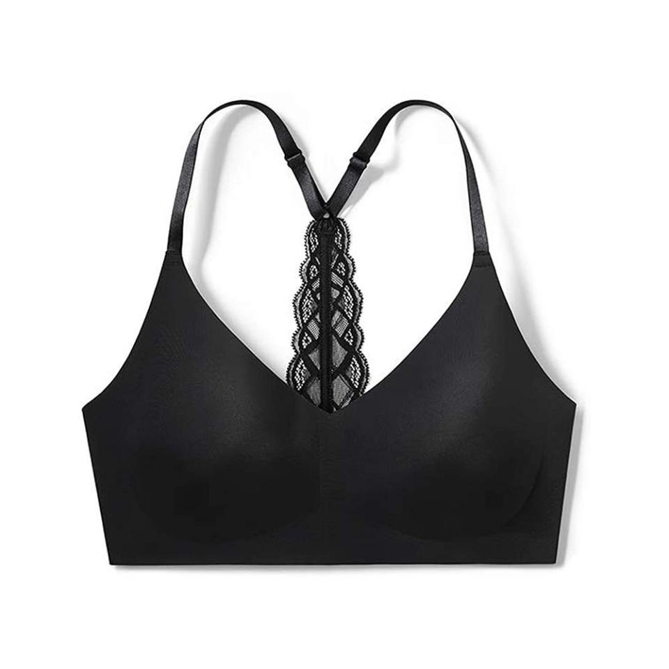 4) True Body Triangle Lace Racerback Bra