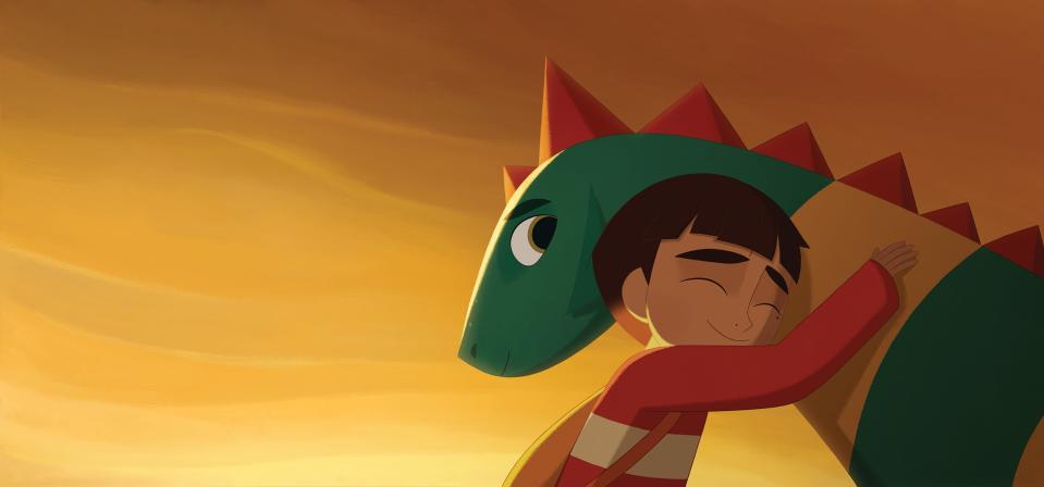 Young boy Elmer (voiced by Jacob Tremblay) runs away from his new city home, ends up on Wild Island and meets a dragon who needs him named Boris (Gaten Matarazzo) in "My Father's Dragon."