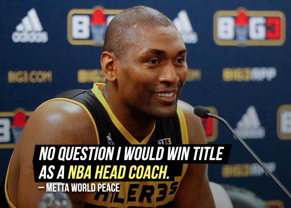 Metta World Peace shared <a href="https://sports.yahoo.com/metta-world-peace-says-no-question-he-would-win-nba-title-as-coach-194558926.html" data-ylk="slk:his coaching expectations;elm:context_link;itc:0;sec:content-canvas;outcm:mb_qualified_link;_E:mb_qualified_link;ct:story;" class="link  yahoo-link">his coaching expectations</a> on Twitter.