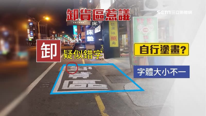 網友認為停車格有錯字，且字體大小不一，懷疑是店家自行塗畫。