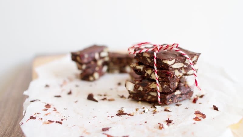 Homemade recipes like peppermint bark or fudge make great gifts to give to your neighbors this holiday season.