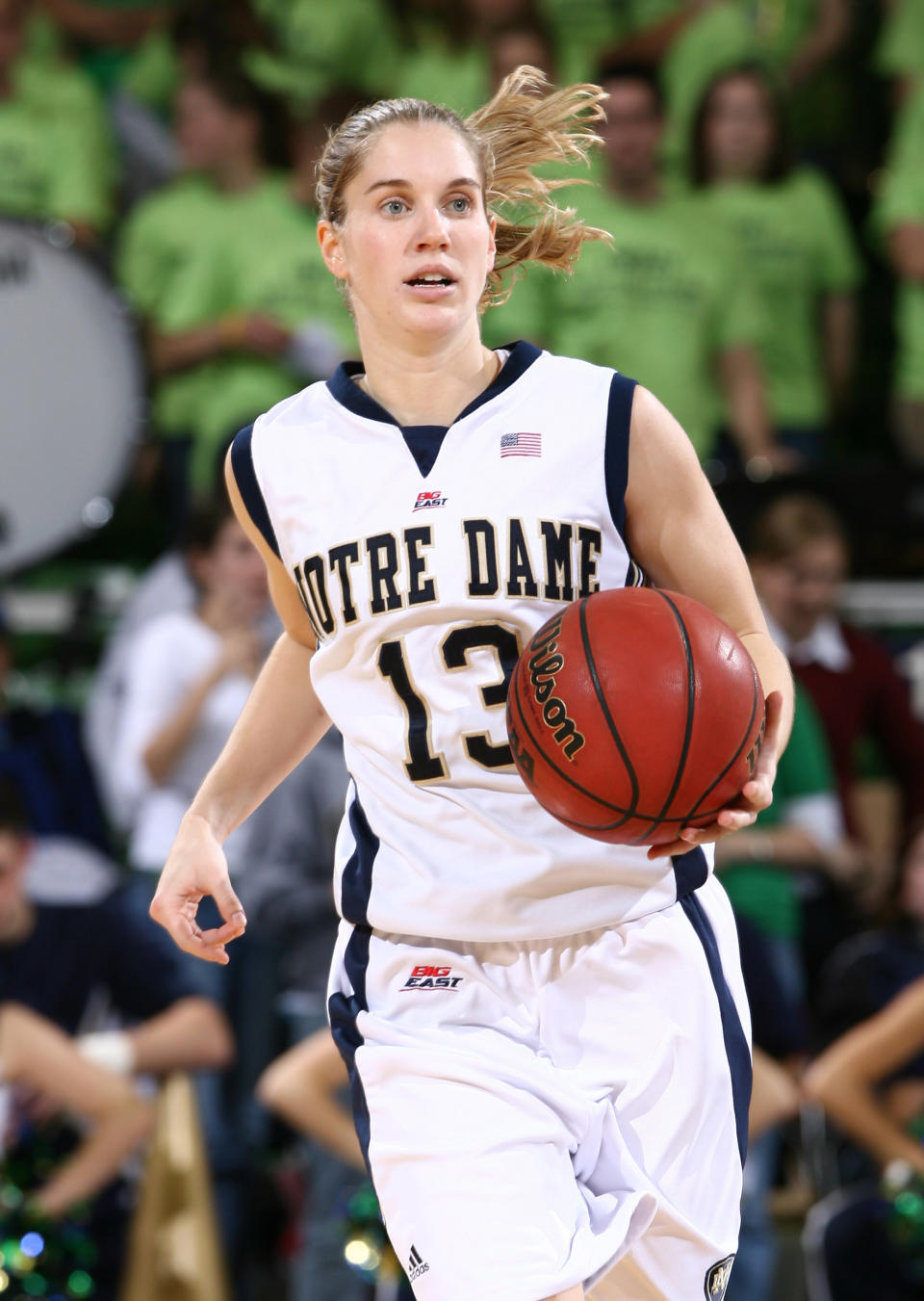 Nov. 29, 2005; South Bend, IN USA; Notre Dame Fighting Irish point guard (13) Megan Duffy dribbles the ball upcourt in the second half against the Iona Gaels. Notre Dame won 74-55. Photo By Matt Cashore-USA TODAY Sports