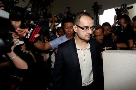 Riza Aziz, stepson of former Malaysia's Prime Minister Najib Razak, arrives at a court in Kuala Lumpur