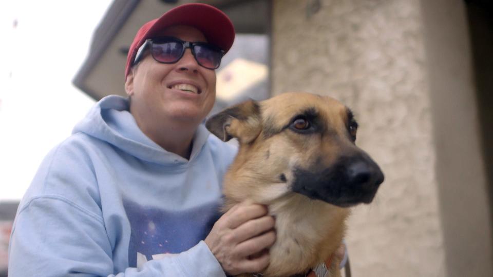 Angie Polizzotto of Keyport and her guide dog Molly.