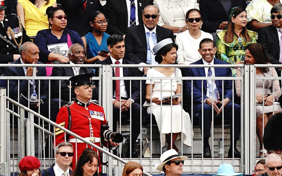 Prime Minister Rishi Sunak and his wife Akshata Murty during the Trooping the Colour ceremony at Horse Guards Parade - Aaron Chown/PA Wire