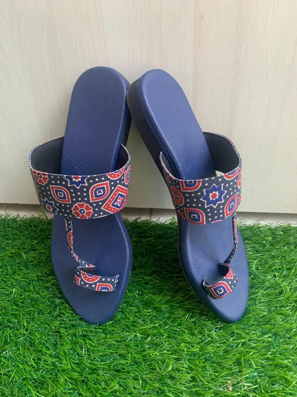 Hand block printed ajrakh with deep blue bottoms