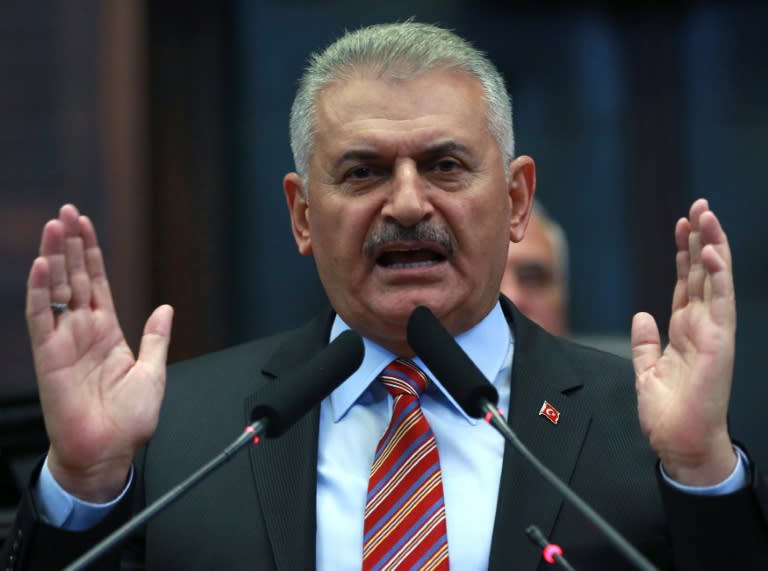 Turkish Prime Minister and leader of the ruling Justice and Development Party, Binali Yildirim, speaks during an AK Party's group meeting at the Grand National Assembly of Turkey (TBMM) in Ankara, on August 16, 2016