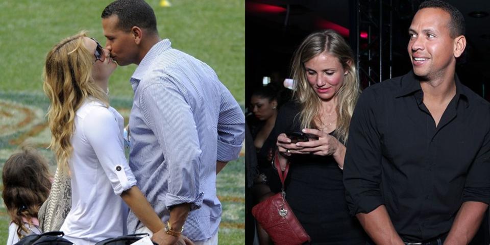 <p>In 2009, Kate Hudson dated Alex Rodriguez from May until December. Shortly after the two broke up, <a href="https://www.usmagazine.com/celebrity-news/news/source-kate-hudson-is-pissed-cameron-diaz-is-dating-a-rod-2010135/" rel="nofollow noopener" target="_blank" data-ylk="slk:Us Weekly reported;elm:context_link;itc:0;sec:content-canvas" class="link "><em>Us Weekly </em>reported</a> that another blonde bombshell was seen leaving A-Rod's New York City apartment: Cameron Diaz. Despite Hudson's reported dismay, Rodriguez and Diaz <a href="https://www.nydailynews.com/entertainment/gossip/alex-rodriguez-cameron-diaz-split-actress-hurt-betrayed-yankee-slugger-calls-quits-article-1.125304" rel="nofollow noopener" target="_blank" data-ylk="slk:dated only one month;elm:context_link;itc:0;sec:content-canvas" class="link ">dated only one month</a> before calling it quits. </p>