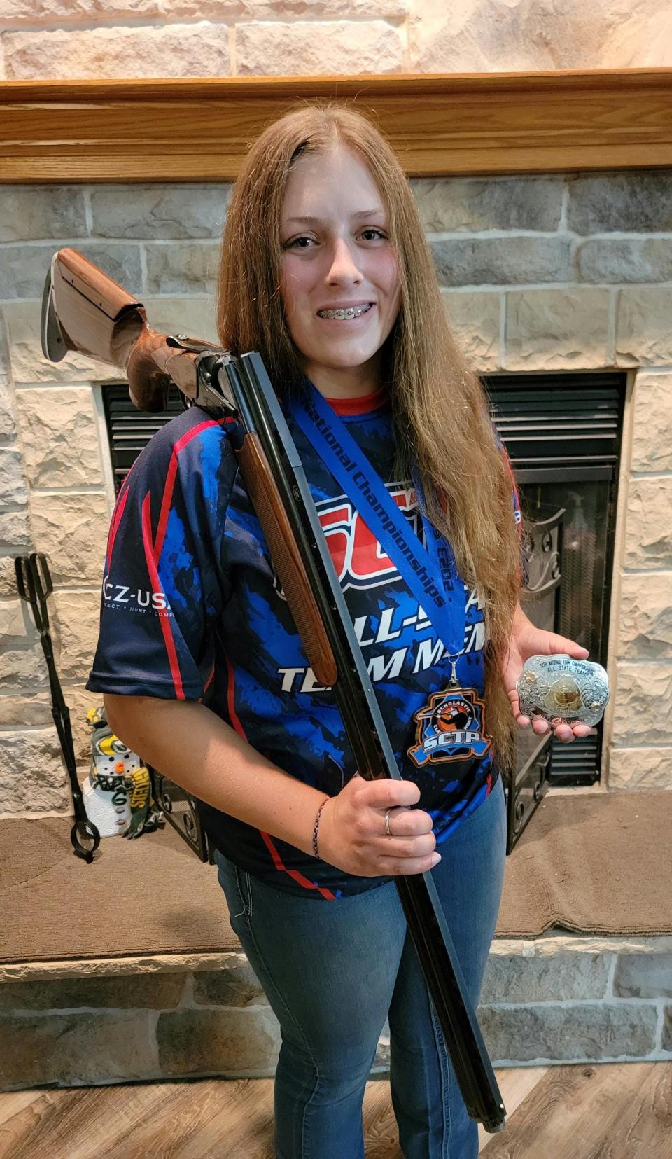 Courtney Wolfert of Waterford won the ladies singles trapshooting title at the 2023 Scholastic Clay Target Program national championships. Wolfert hit all 200 targets in the event.