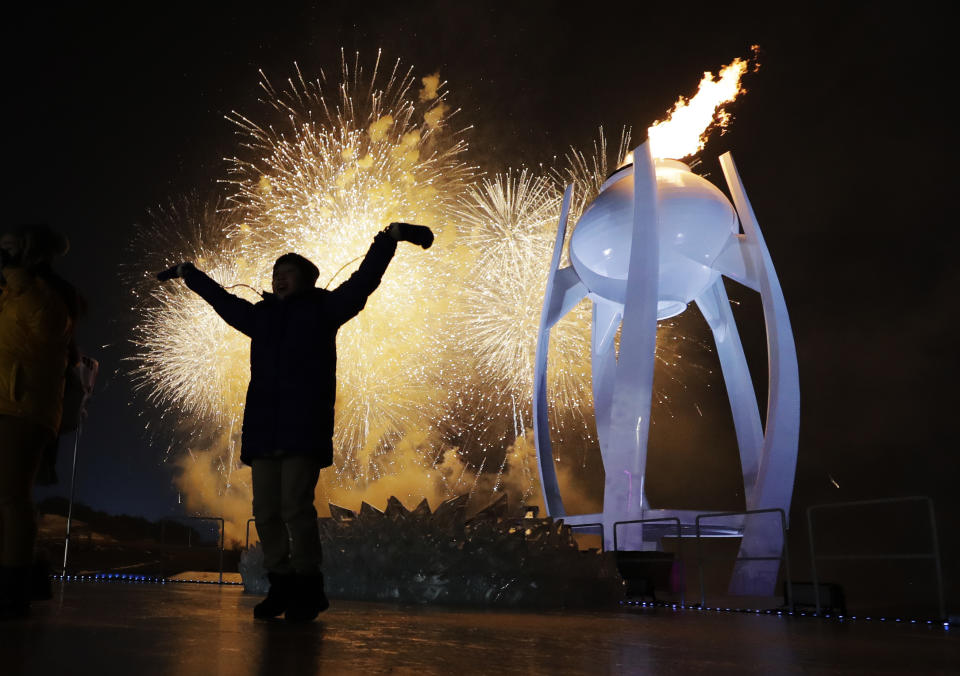 A young performer participates in the opening ceremony of the 2018 Winter Olympics in Pyeongchang, South Korea, Friday, Feb. 9, 2018. (AP Photo/David J. Phillip, Pool)