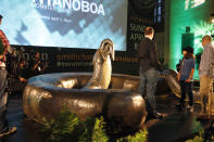 Titanoboa scale model revealed at Grand Central Terminal on Thursday, March 22. (Photo Credit: Mark Von Holden/ Smithsonian Channel)