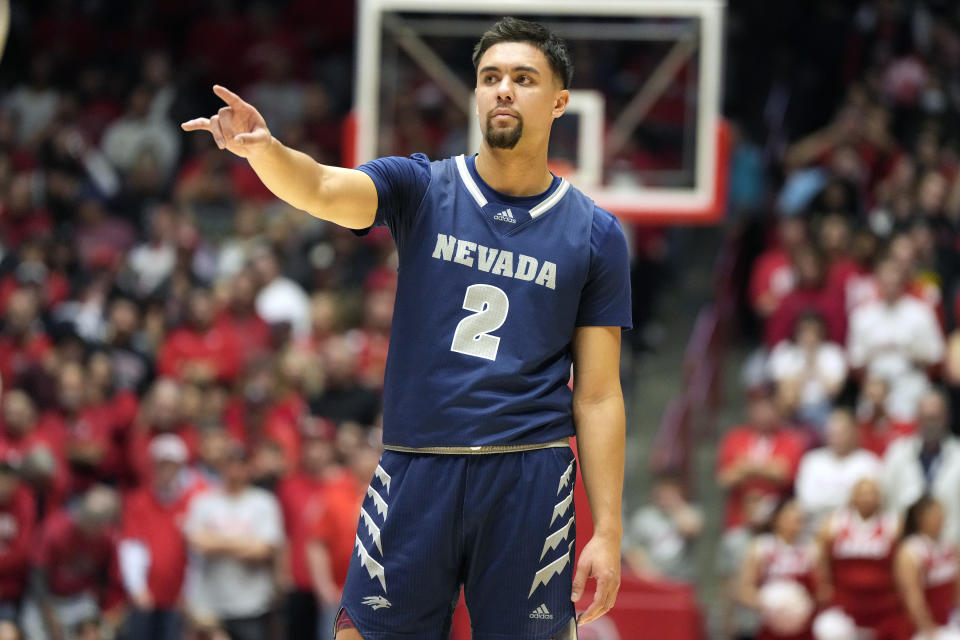 ALBUQUERQUE, NM - JANUARY 28: Jarod Lucas #2 of the Nevada Wolf Pack looks on during a college basketball game against the New Mexico Lobos at The Pit on January 28, 2024 in Albuquerque, New Mexico. (Photo by Mitchell Layton/Getty Images)