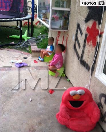 Two of the octuplets using toilet training potties. Credit: TMZ.com