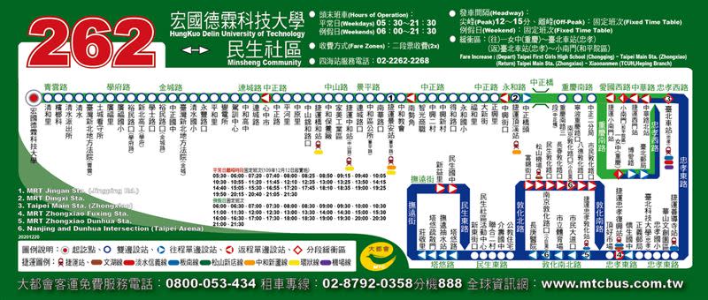 262更公車路線。（圖／翻攝自大都會客運官網）