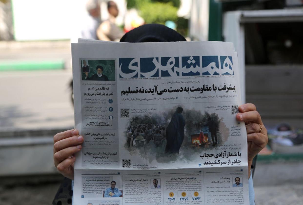 Iranian newspaper headlines about the protests that started with death of Mahsa Amini. <a href="https://www.gettyimages.com/detail/news-photo/iranian-newspapers-make-headlines-about-the-protests-that-news-photo/1243422453?phrase=tehran%20protest&adppopup=true" rel="nofollow noopener" target="_blank" data-ylk="slk:Fatemeh Bahrami/Anadolu Agency via Getty Images;elm:context_link;itc:0;sec:content-canvas" class="link ">Fatemeh Bahrami/Anadolu Agency via Getty Images</a>