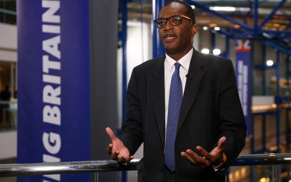 Kwasi Kwarteng, the Chancellor, is pictured in Birmingham at Conservative Party conference today - Hollie Adams/Bloomberg