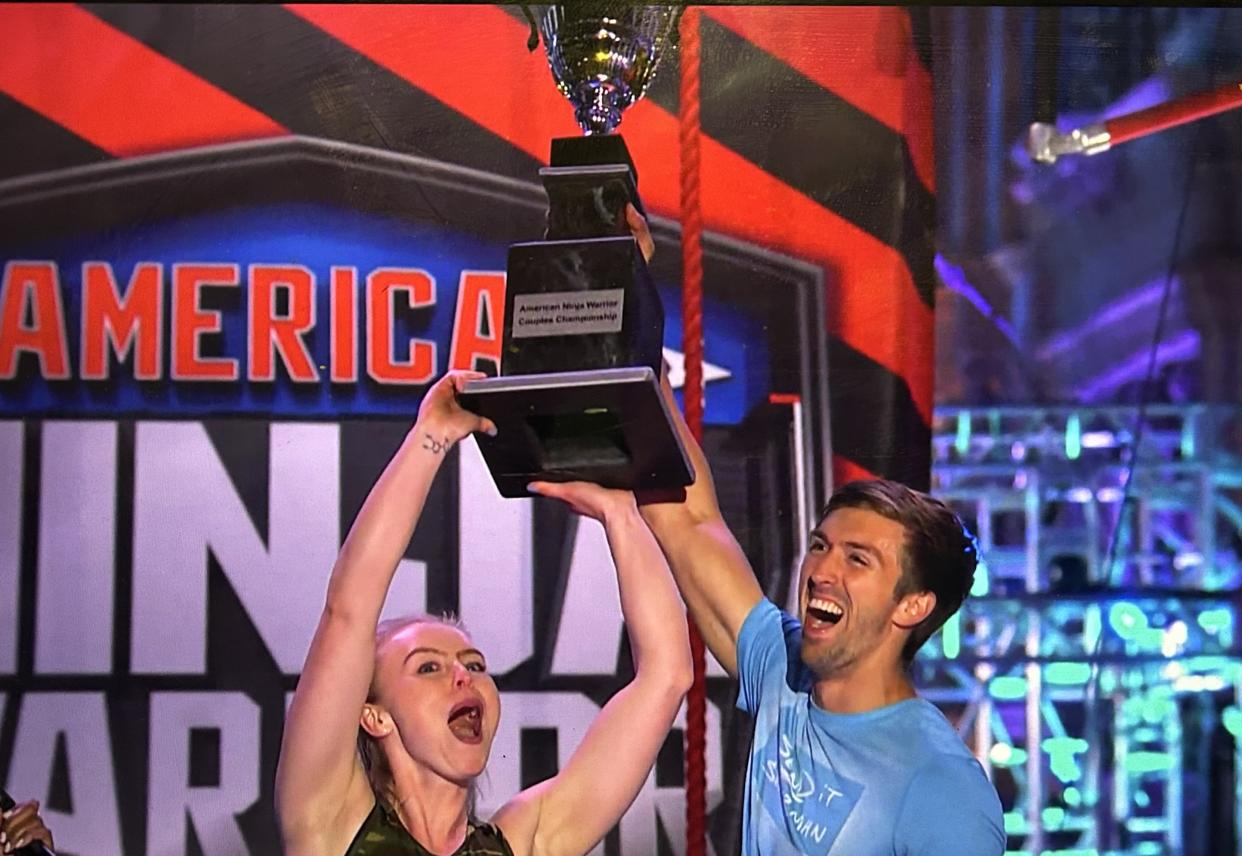 Megan Johnson and Kyle Soderman became American Ninja Warrior's first-ever couples champions. (NBC)