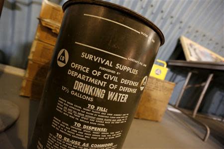 A drinking water container is shown in the cold-war era nuclear fallout shelter constructed for U.S. President John F. Kennedy on Peanut Island near Riviera Beach, Florida November 8, 2013. REUTERS/Joe Skipper