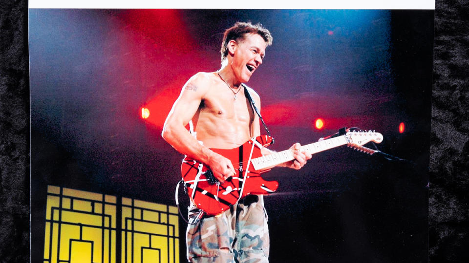 Eddie Van Halen playing his Charvel Art Series guitars