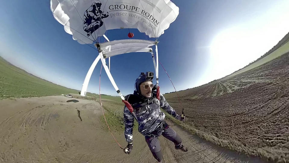 A daring BASE jumper performed a perfect 'low level' stunt from a wind turbine but ended up face-planting the ground after he literally ploughed into a field. Kevin Marret, 28, had a lucky escape - with only his ego bruised - after the less than stellar landing after leaping off the 280ft turbine in the Midi- Pyrenees. The beautiful footage starts out well as Kevin jumps and freefalls for a moment before pulling his shoot. But he opened his chute a fraction of a second too late and, due to excessive forward momentum, ate dirt. Luckily Kevin was uninjured hurt and can see the funny side of the whole affair. Kevin, from Paris, France, said: “I was visiting the location for Base jumping. I performed my chute pull too low, plus it was a bit windy. I need less delay before I pull next time.”