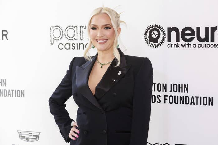 Erika Jayne arrives at the Elton John AIDS Foundation Academy Awards Viewing Party on March 27, 2022, in West Hollywood, California.