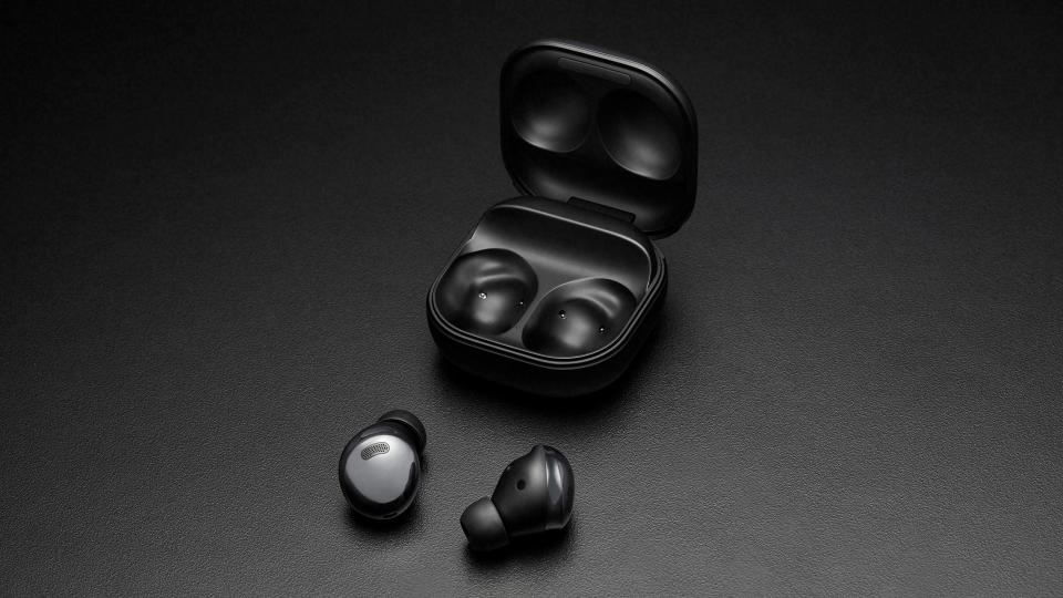 The Samsung Galaxy Buds Pro wireless earbuds and charging case