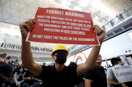 Protest against the recent violence in Yuen Long, at Hong Kong airport