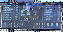 The New York Mets right field scoreboard is viewed during the sixth inning of a baseball game against the Seattle Mariners, Sunday, May 15, 2022, in New York. (AP Photo/Noah K. Murray)