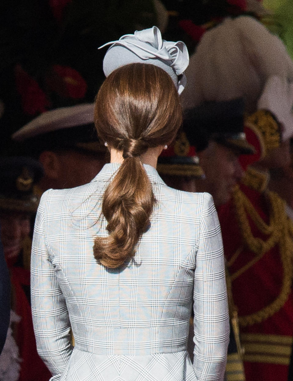 The Duchess of Cambridge at a ceremonial welcome for the President of Singapore in London in October 2014